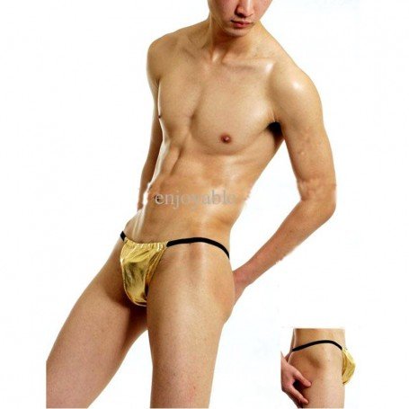 Classic Sexy Mens Yellow Vinyl Panty G-string MLGST-017